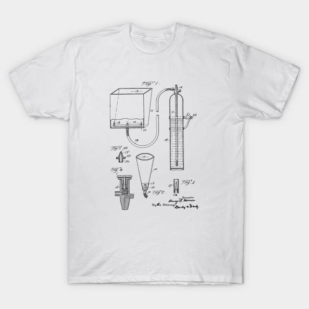 Fire Extinguisher Vintage Patent Hand Drawing T-Shirt by TheYoungDesigns